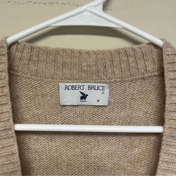Robert Bruce Beige Mens Cardigan Sweater Size Medium - Picture 4 of 5